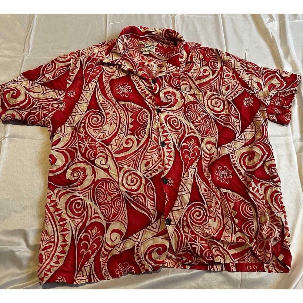 Hilo Hattie The Hawaiian Original Men's Shirt Red & White Floral 2XL